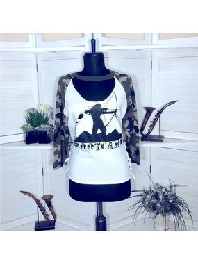 Upcycled Camouflage Army Boot Camp Shirt Women's Small
